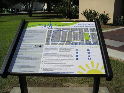 The newly installed informational kiosk at Arceo Walk